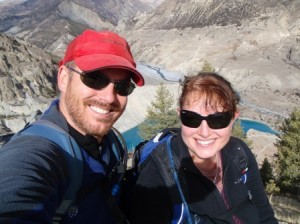 Us on the acclimatisation day, high above the glacial lake, high above Manang, high above sea level (is everything high around here?)