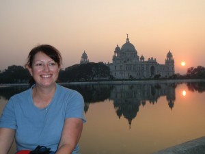 Victoria Memorial at sunset.