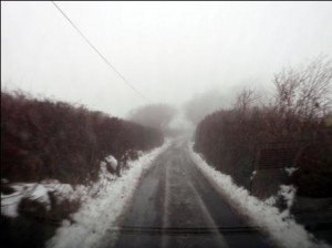 The foggy road