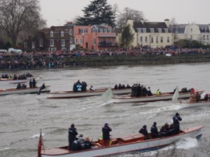 The flotilla behind the row boats